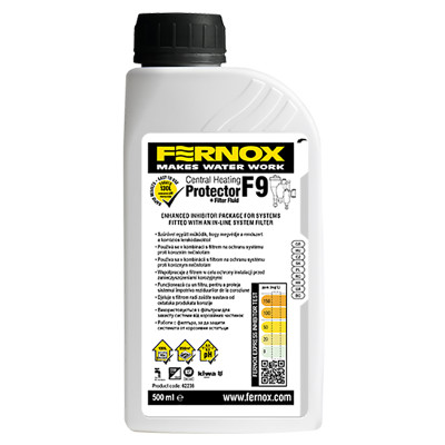 Inhibitor, środek czyszczący / Cleaner 2w1, FERNOX F9 500 ml, płyn, preparat do 130 L wody, do 250m2 powierzchni ogrzewania podł